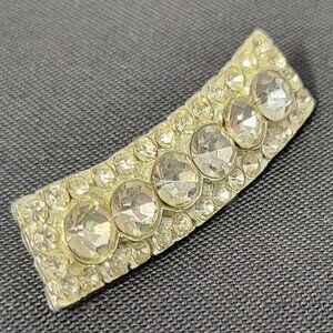 *B) Vintage Arched Bar Clear Rhinestone Brooch Pin Accessory